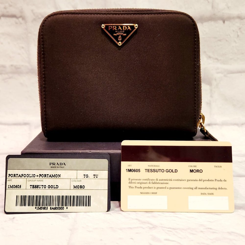 PRADA Tessuto Nylon and Leather Wallet Brown